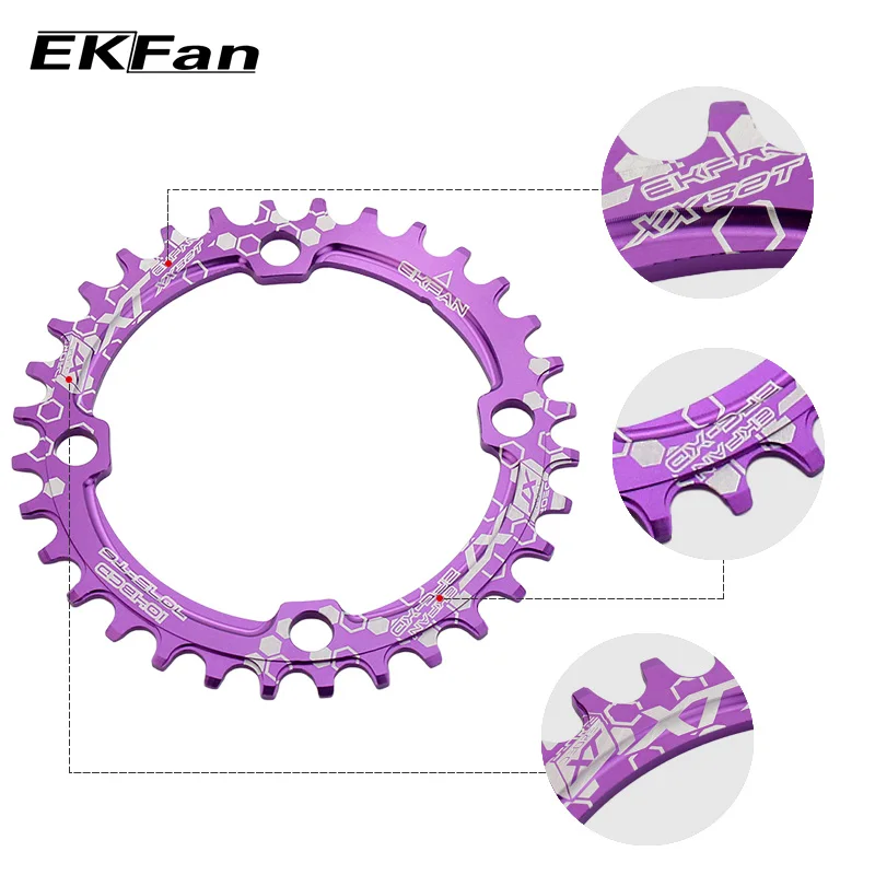 EKFan 104BCD XT цепь круг шатунная пластина Овальная Круглая 30T 32T 34T 36T MTB велосипед Велоспорт цепь фиолетовый цвет