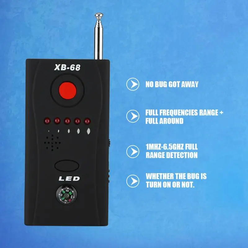 

XB-68 Wireless Signal Bug RF Detector Adjustable Laser Lens GSM Device Finder No Bug Got Away Detection Security Sensor Alarm