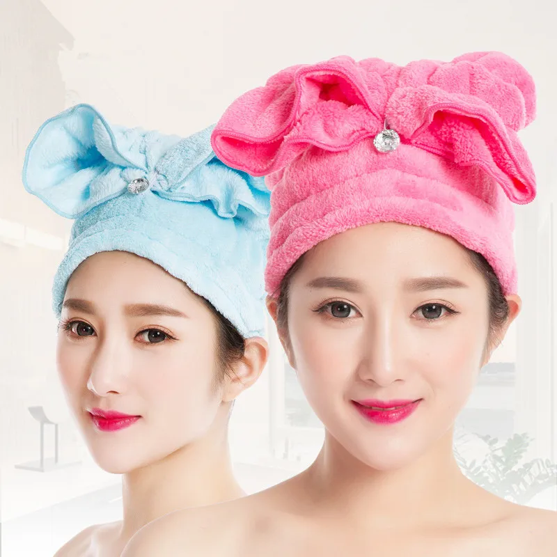 1pc Thick Coral Velvet Absorbent Quick drying Shower Cap Turban