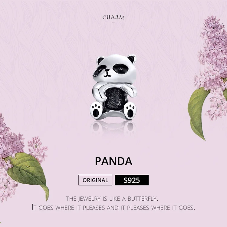 BAMOER Panda Hug металлические бусины для женщин Изготовление ювелирных изделий 925 пробы серебряные подвески в виде животных подходят для 3 мм Серебряный браслет SCC1175