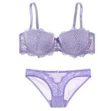 Французский романтичный кружевной Женский комплект нижнего белья, брендовый тонкий толстый сексуальный бюстгальтер пуш-ап, наборы с чашечками 1/2, платье, бюстгальтер и прозрачные трусики