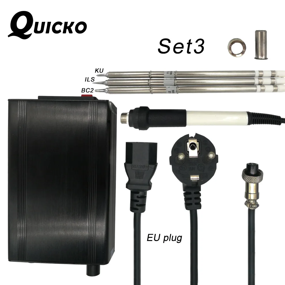 QUICKO T12 STC-светодиодный паяльная станция электронная паяльник для подключения к новая версия T12-951 светодиодный цифровой сварочный инструмент большой мощности 108W - Цвет: Set 3