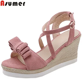 

ASUMER big size 34-43 summer sandals for women buckle high heels sandals elegant platform wedges sandals women prom shoes female