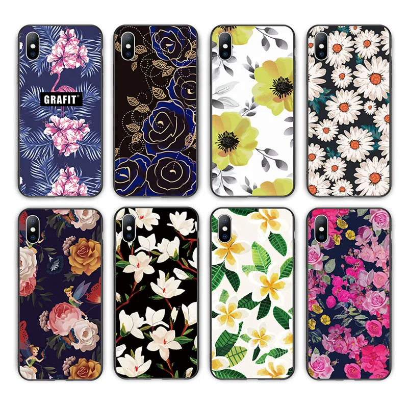 

Ottwn Flamingo Rose Flower Daisy Phone cases For iPhone 6 6S 7 8 Plus X XR XS Max Plant Soft Silicon Chic Back Case Cover Capa