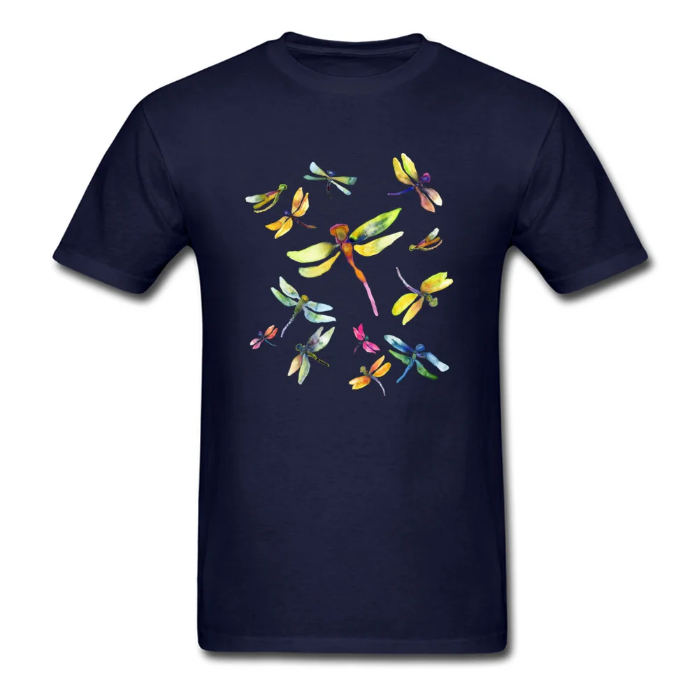 T Shirt Dragonfly Dance Summer Cute Slim Fit Short Sleeve 100% Cotton Crewneck Men Tshirts Slim Fit Tops Shirt Dragonfly Dance navy