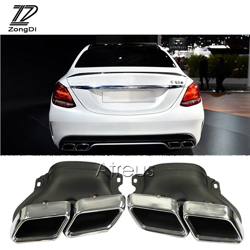 ZD 2 шт. для Mercedes BENZ W205 C63 2012 2013 2014 AMG хром 2015 Нержавеющая Сталь автомобильный