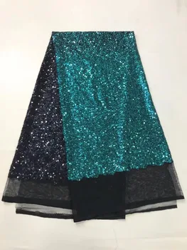 

African Lace Fabric High Quality Tulle African French Net Lace With Sequins African Lace For Nigerian Wedding ROYAL Green black