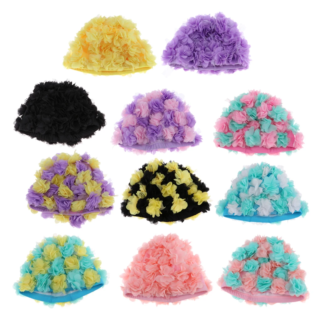 Nylon Retro Floral Swimming Cap Women Ladies Various Colors Available for Sportswear Accessories Swim Swimming Caps Hats