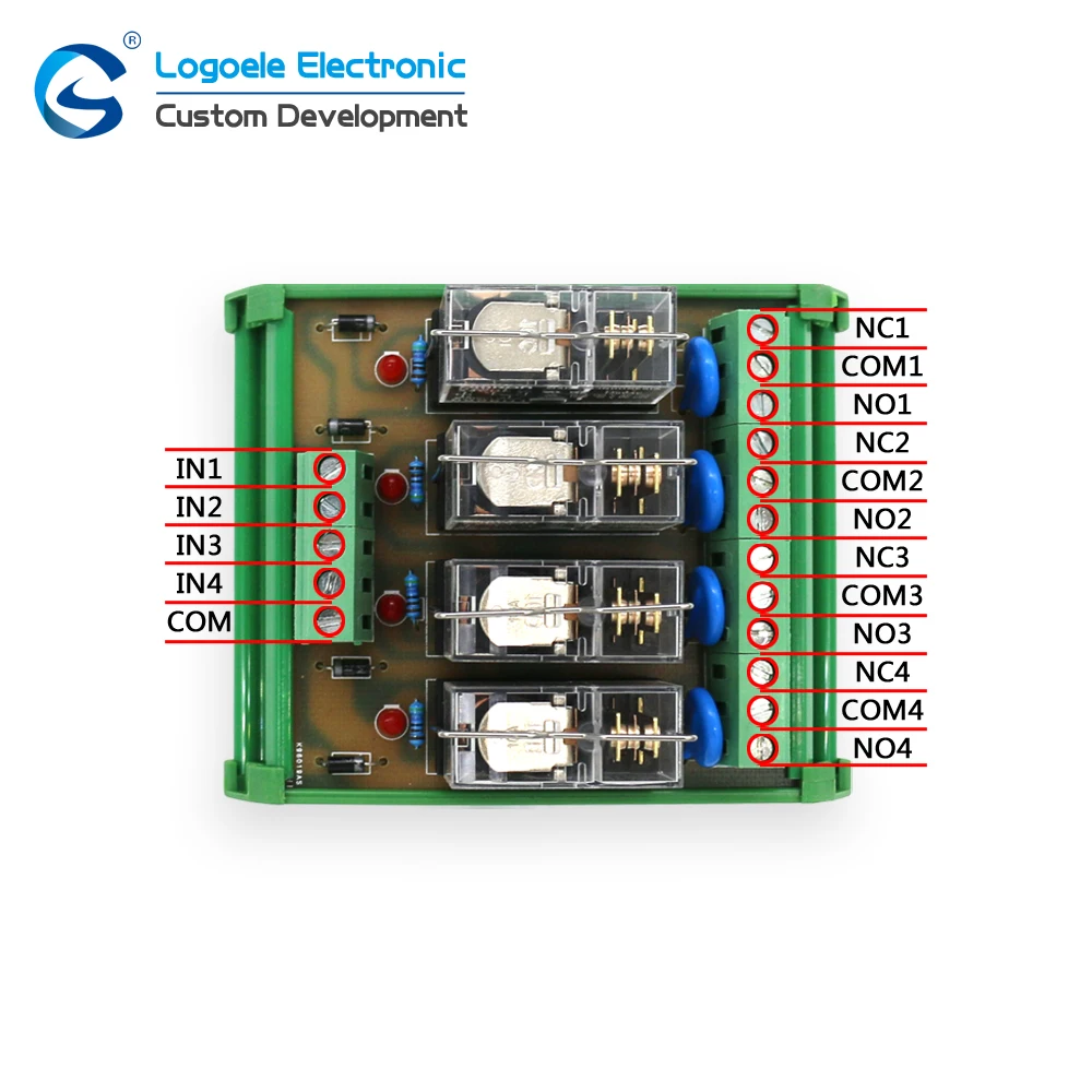 4 relay module four panels driver board module DC 12V / 24V Input signal NPN / PNP With stand