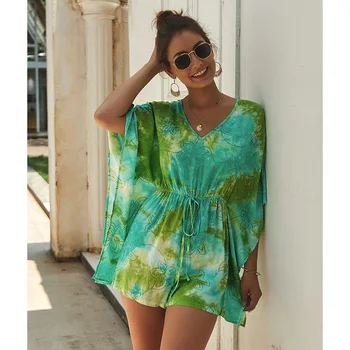 

Mixed Color 2019 Summer New Bohemian Print Holiday Women's Short-sleeved V-neck Playsuits SJ3132Y