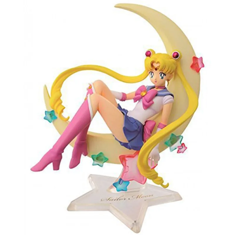

2nd Edition Pretty Guardian Sailor Moon Figure Sailor Mercury Sitting on Moon Action Figure Model Anime Collection 15CM BDFG6119