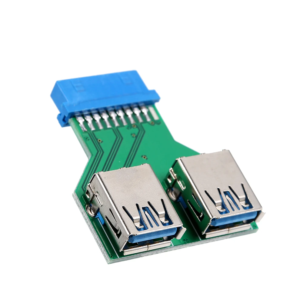 

20Pin to Dual USB3.0 Adapter Connverter Desktop Motherboard 19Pin/20Pin Header to 2 Ports USB 3.0 A Female Connector Card Reader