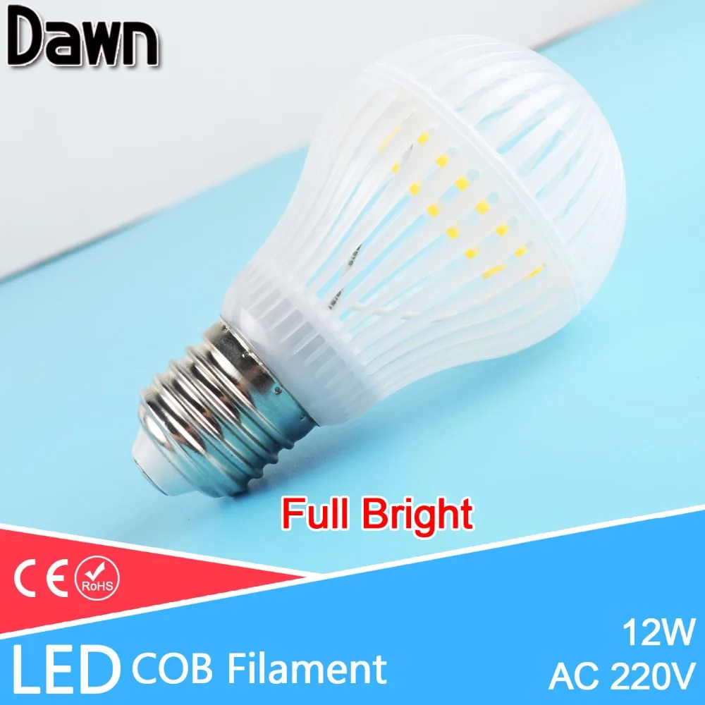 Top Quality COB Korea LED Chip 120LED E27 220V 12W COB LED Bulb Light