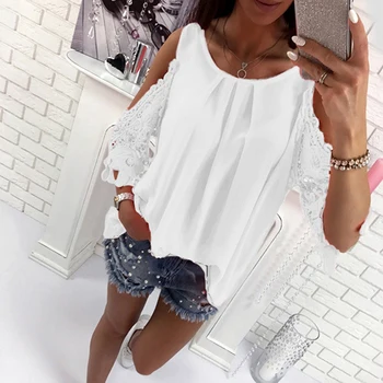 

Womens Tops Off Shoulder Blouse Shirt 2019 Summer Top Hollow Out Sleeve Casual Shirt Ladies Blouse Boho Tunic Tops For Women