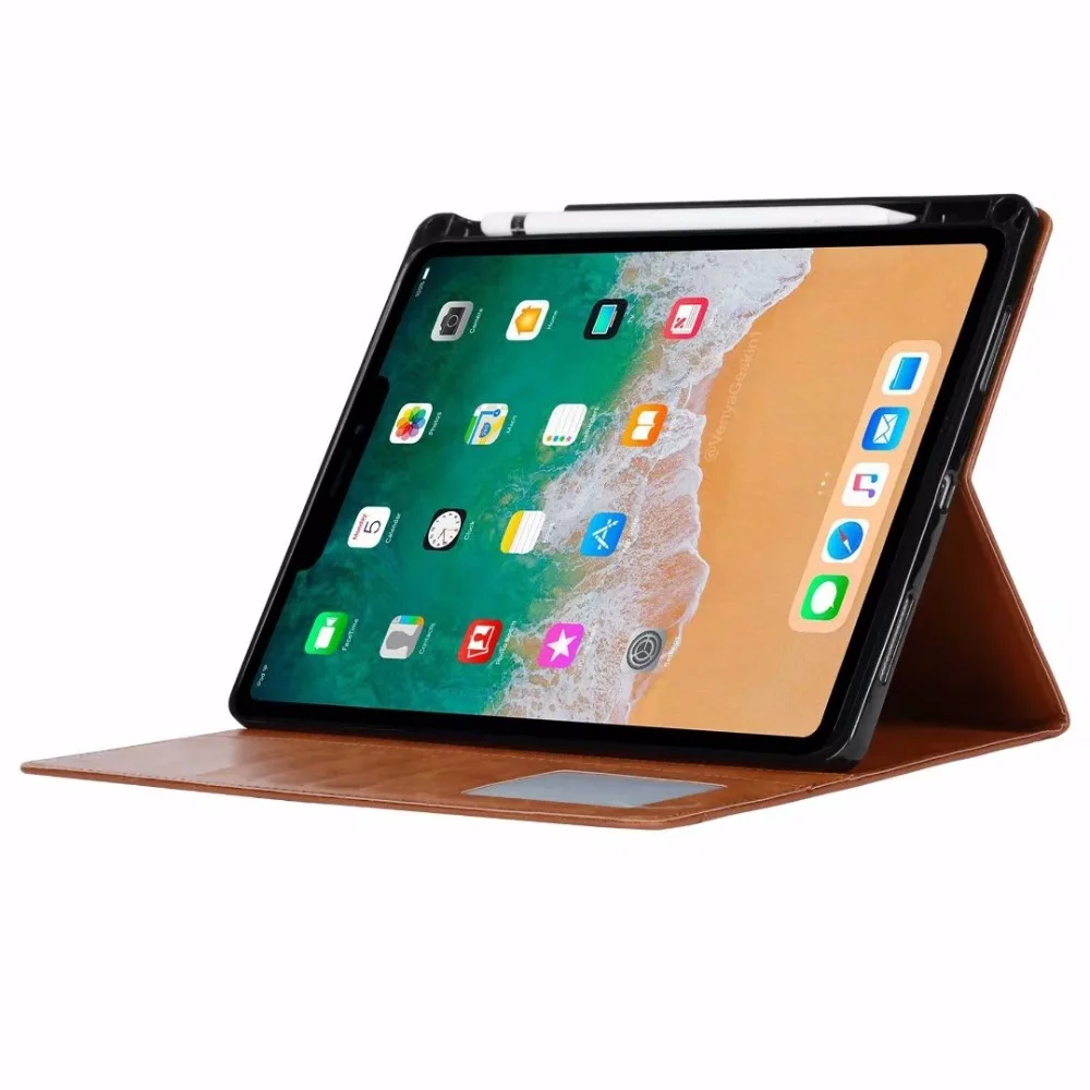 Simplicity PU Leather Wallet Smart Wake Cover Case For ipad pro 11 inch Tablet Support Stand Cover with Pencil Card Slots