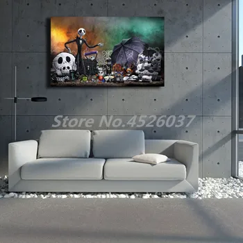 

Nightmare Before Christmas HD Print On Canvas Skeleton Jack Oil Painting Pictures For Living Room Home Decoracion