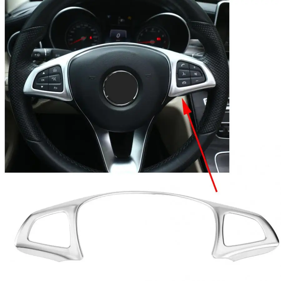 

Car Steering Wheel Cover Frame Trim Decorative Sticker Silver Chrome for Mercedes Benz E W213 C W205 GLC X253 2015 2016-2018