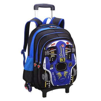 

3D Climb the stairs luggage car cartoon school bag students suitcase Removable Children travel backpack 5-9 years boy knapsack