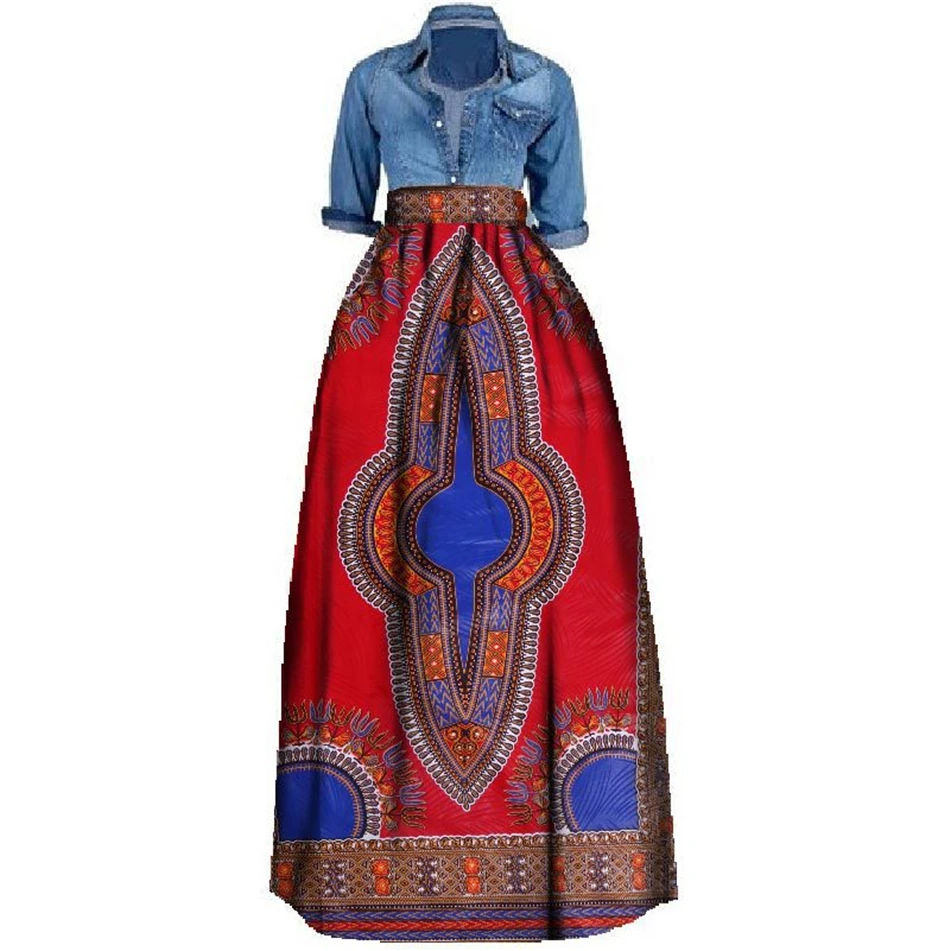 20Color African Fashion Women Dashiki Skirt 100%Cotton High Waist Bazin Riche Traditional Africa Ladies Clothes S-6XL