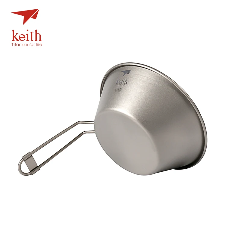 Keith titanio puro tazón mango plegable camping Utensilios de cocina Vajilla cubiertos picnic cocina Boles y cuencos recorrido al aire libre senderismo Utensilios