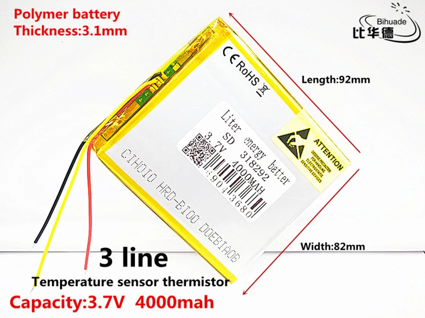 3 линии 318292 аккумулятор " для Prestigio Grace 3118 3g PMT3118 Аккумулятор для планшета 3,7 в 4000 мАч полимерный литий-ионный аккумулятор+ отслеживание