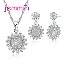 Ювелирный набор, 925 пробы, серебро, бижутерия, милый Кристалл, свадебные аксессуары, вечерние серьги-гвоздики, ожерелье для женщин
