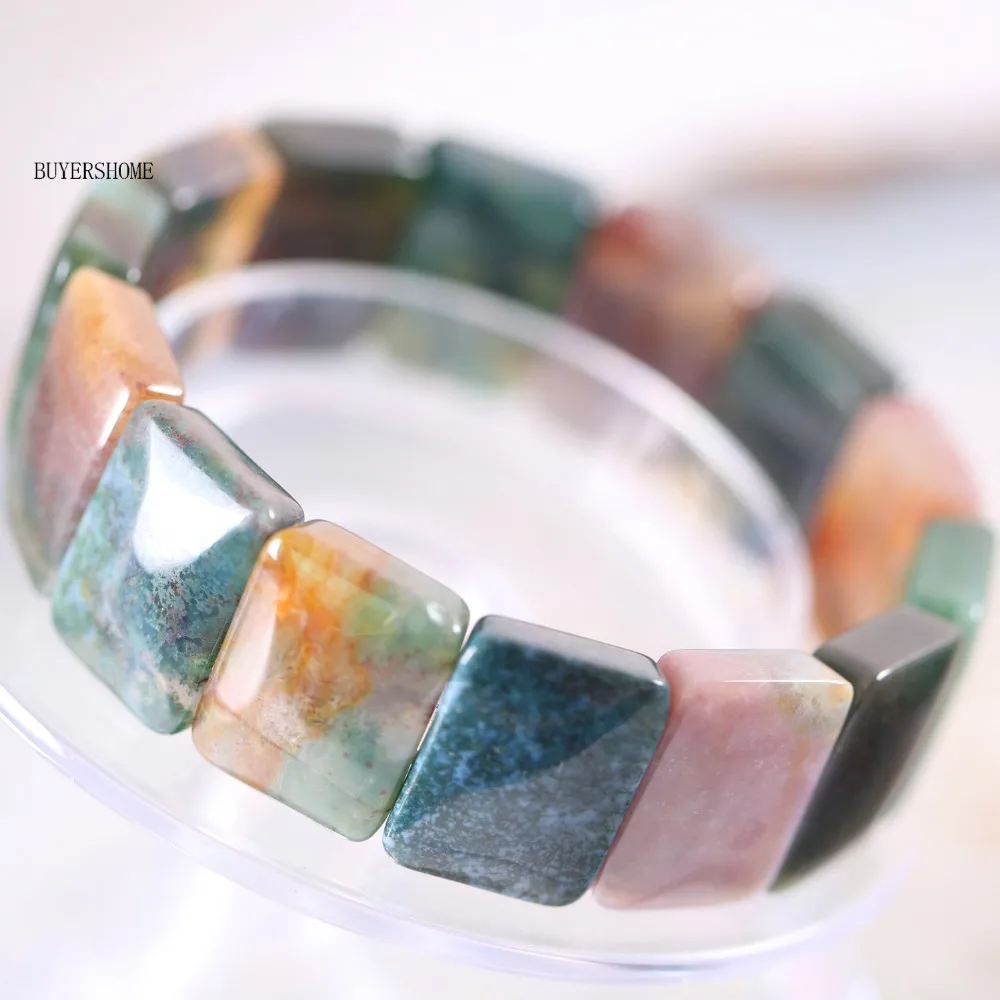 

Free Shipping Jewelry For Women Men Natural Stone Beads Green Indian Onyx Stretch Bracelet 8" 1Pcs H006