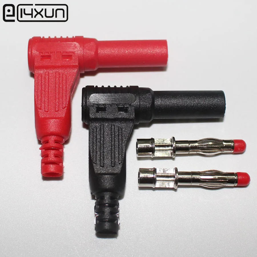 

1pcs DIY Right Angle 4mm Banana Plug with Sheath for Multimeter Soldering Type Max Cable OD4.0mm Black Red Green Blue Yellow