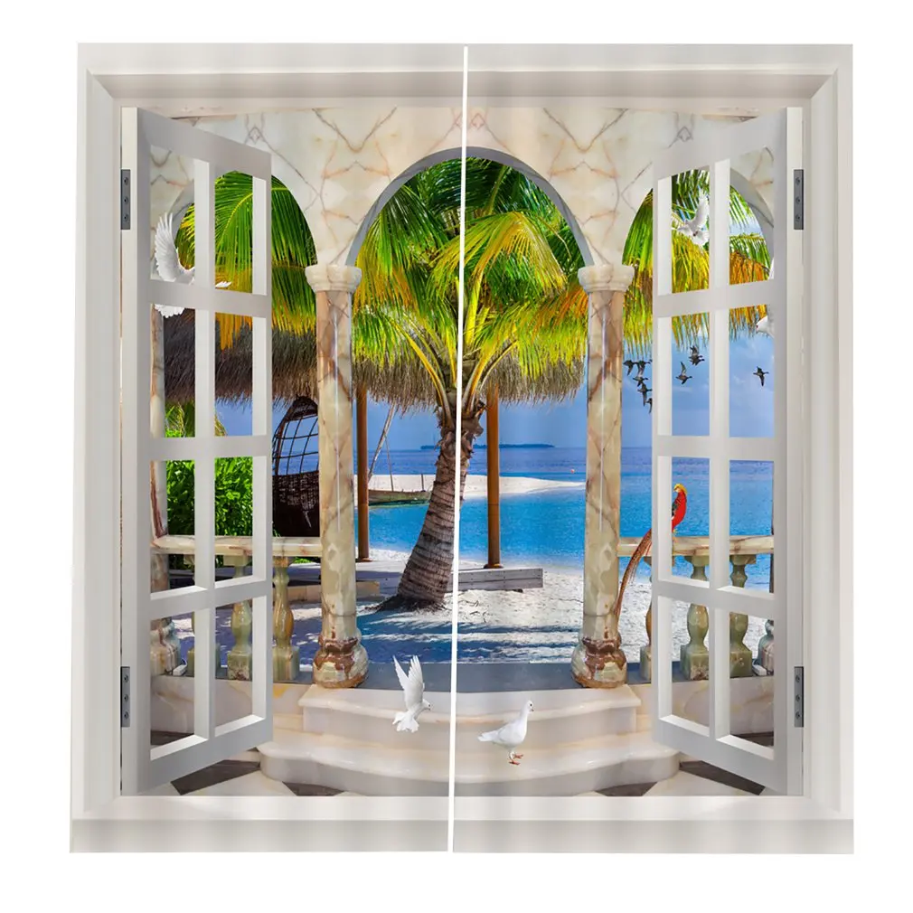 

150*166 Curtains For Living Room Bedroom Window Curtains Flying bird Printed Balcony Sun Shading Garden Style