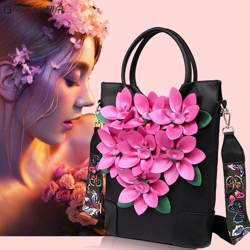 

2019 big flower women's shoulder bag trend vintage ladies messenger bag embroidery handbag