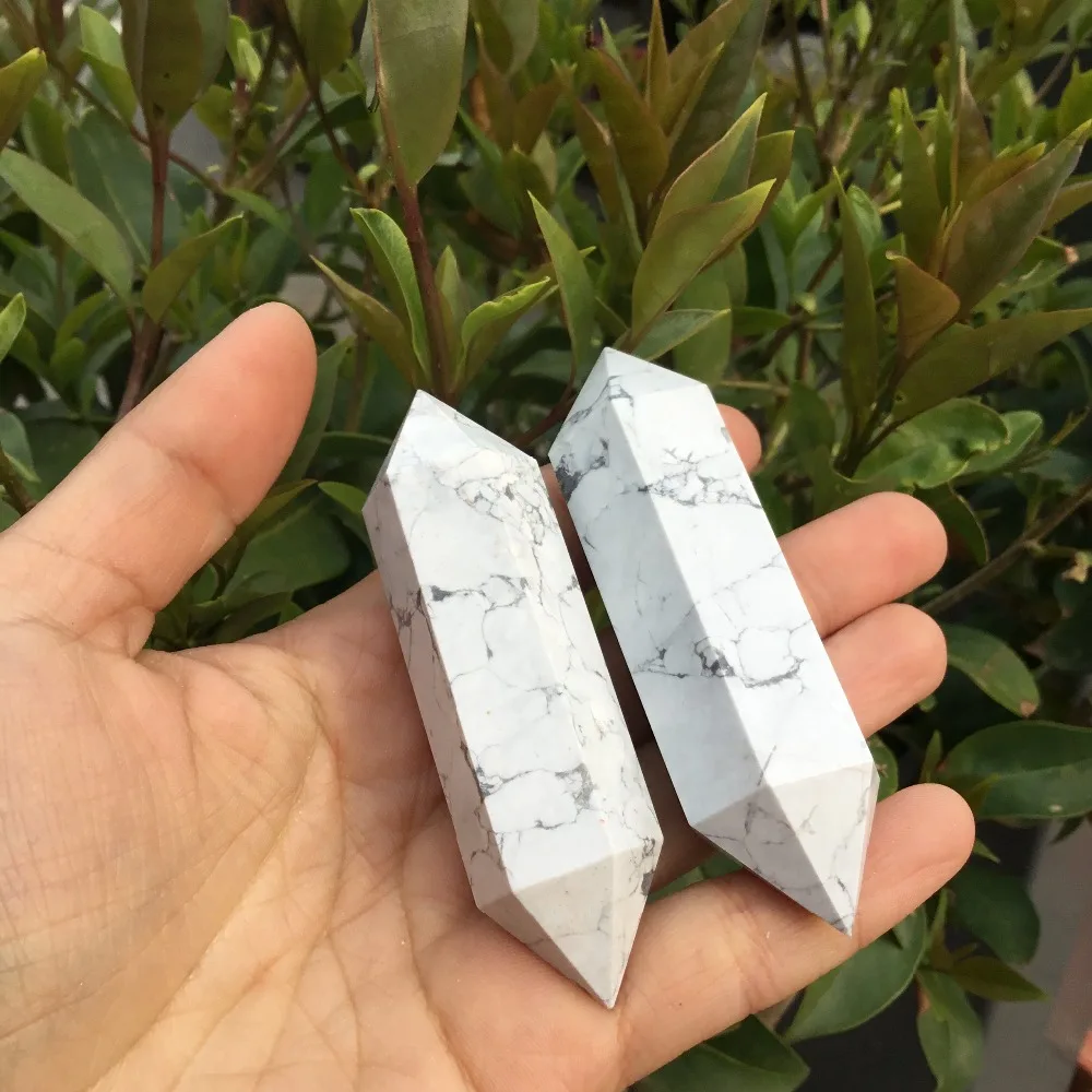 

Natural white turquoise stone Double Terminated Point howlite crystal points