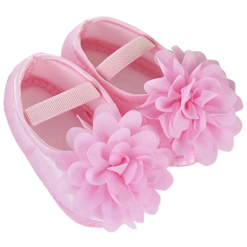 Горячая Распродажа для маленьких девочек шифон цветок круглая резинка новорожденных прогулочная обувь для маленьких девочек обувь для отдыха - Цвет: Розовый
