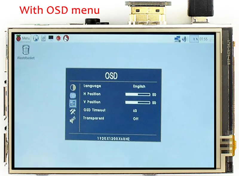 Raspberry Pi 4 60Fps 320x480-1920x1080 OSD ips дисплей 3,5 дюймов HDMI сенсорный экран с чехол для Raspberry Pi 4 Модель B/3B+/3B/2B