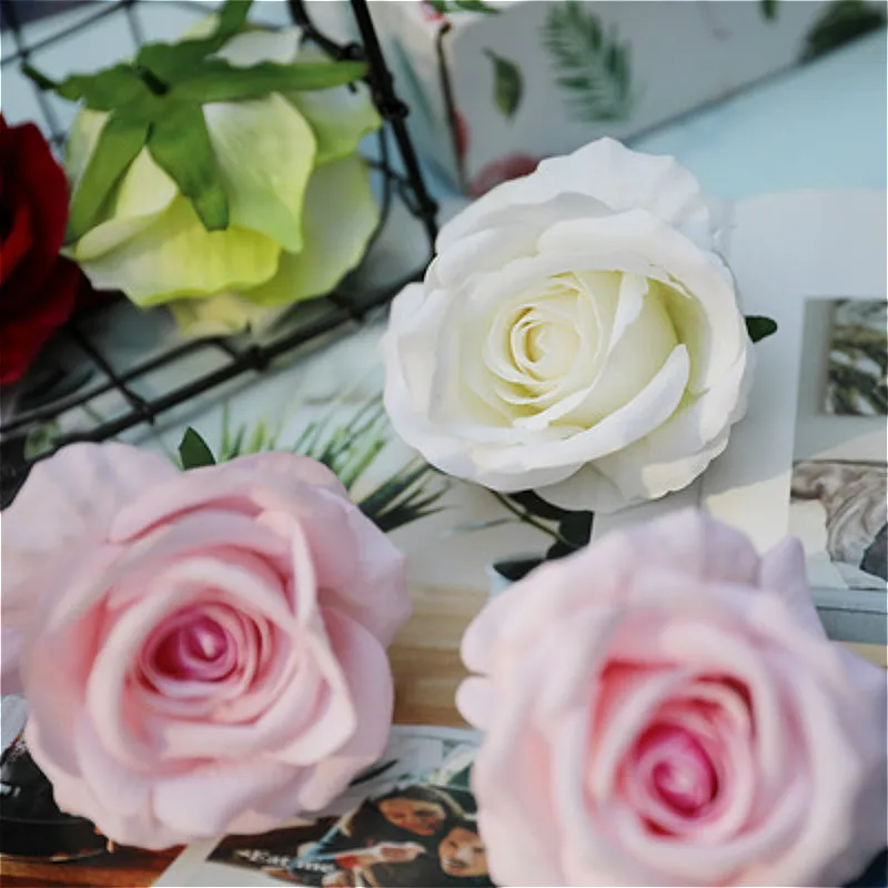 

BRIDAY 1PCS New artificial flower silk rose flower head wedding party home decoration wreath scrapbook gift box craft@1