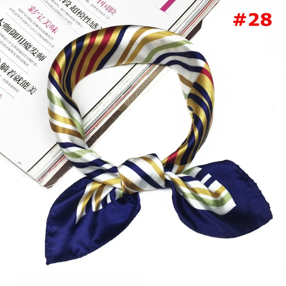 1 шт. мягкие шелковые квадратные банданы шарфы платок атласная стюардесса женский элегантный шелковый шарф женские аксессуары - Цвет: 28