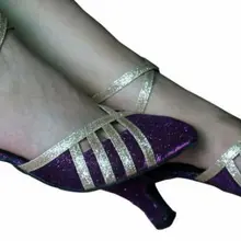 Новинка; ; фиолетовые блестящие туфли с закрытым носком для танцев; бальные туфли для сальсы, латинских вальсов, Танго, бачаты; танцевальные туфли; все размеры