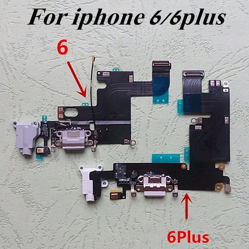 10pcs Original USB charging port dock flex cable For iphone 6 4 7 6plus 5 5 USB Plug Charger headphone Audio Jack Replacement
