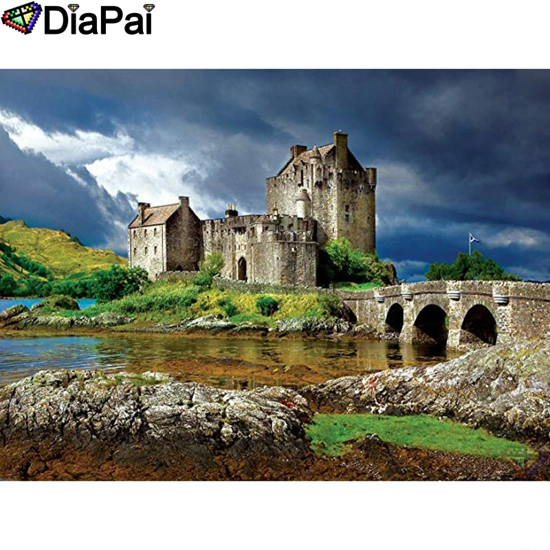 

DIAPAI Diamond Painting 5D DIY 100% Full Square/Round Drill "Building bridge" Diamond Embroidery Cross Stitch 3D Decor A24789