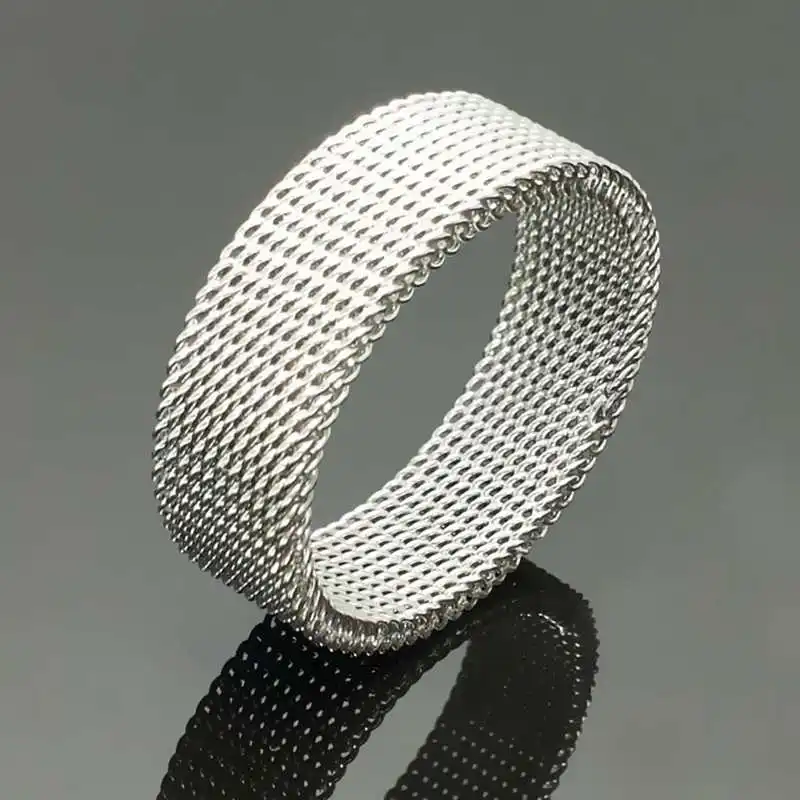 Stainless Steel Ring Finger Ring Modern stainless steel mesh band ring for men's woman's jewelry mesh belt cell ring