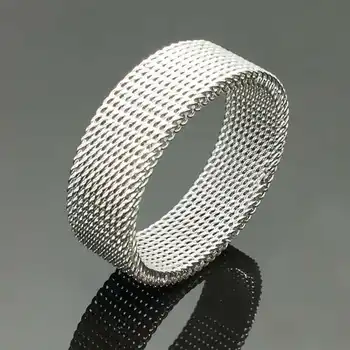 

Modern stainless steel mesh belt ring for men's jewelry mesh belt mesh cell ring Anillos Mujer Bague Anel Bague Aneis
