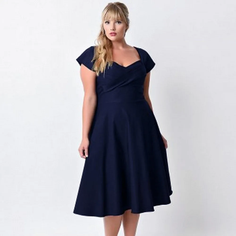 Summer Plus Size 5XL Women's V-Neck Formal Party Dresses Elegant Ladies Short Sleeve Casual Loose Solid Dress Women Clothing #LH