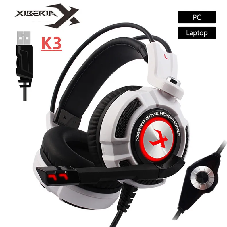 XIBERIA K3/K5/K9/K10 USB Игровые наушники Virtual 7,1 объемный звук стерео бас гарнитура с микрофоном светодиодный для компьютера геймера