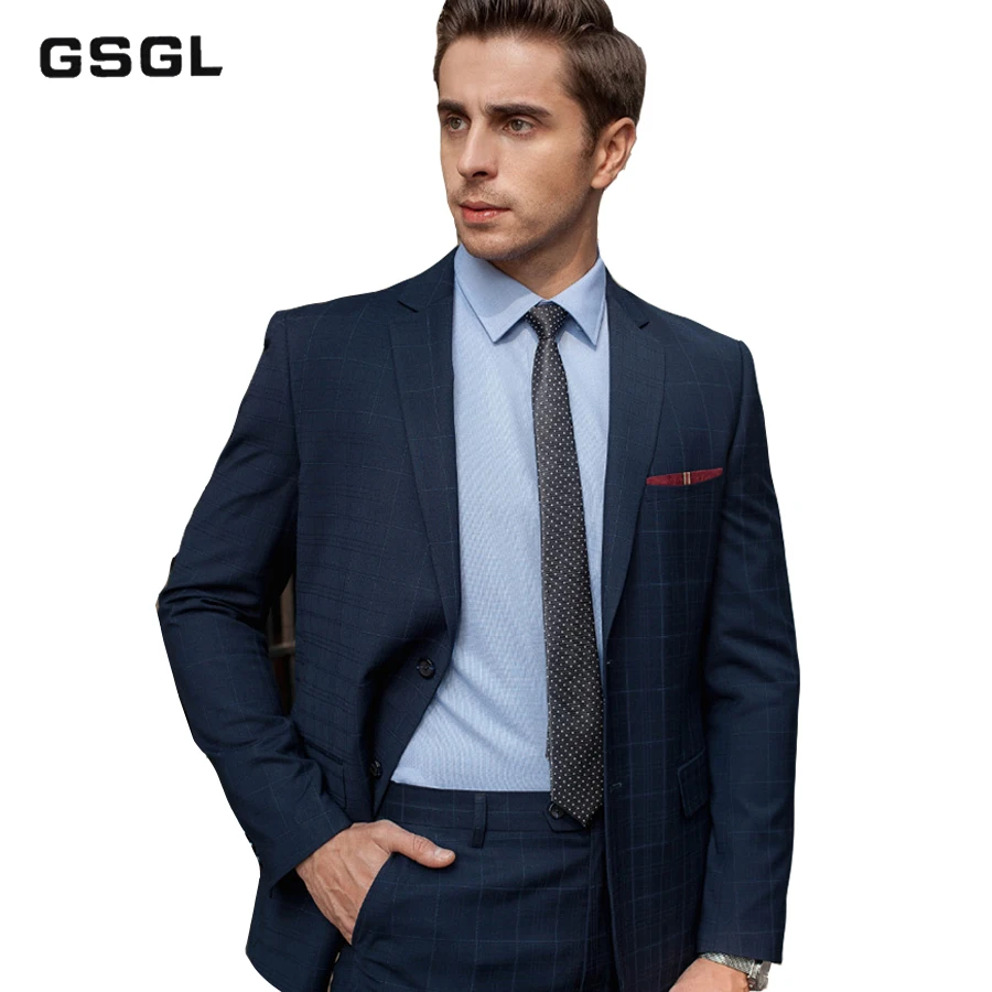 

Classic Plaid Men's Suits England Style Dress Slim Fit Wedding Business Suits For Men Two Button 2 Piece Formal Casual Suit Man