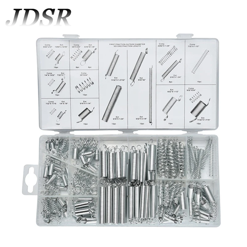 

JDSR 200Pcs Spring Electrical Spring / Compression Spring / Set / Pressure Suit Metal Assortment Hardware Part 200 + box Set