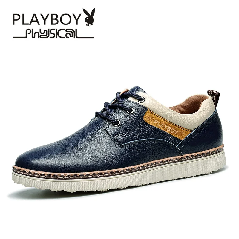 

Playboy Genuine Leather Men Casual Shoes Fashion Round Toe Oxfords Shoes For Men New Design Comfortable Men Flats Leather Shoes