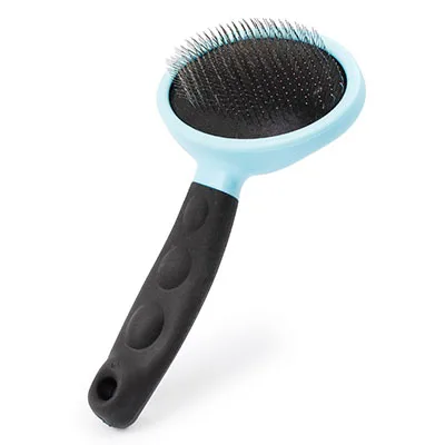 Pet Slicker Brush for Dogs and Cats Soft Rubber Handle Pet Comb Dematting Grooming Tools Easy Removing Shedding Fur and Tangle - Цвет: Синий