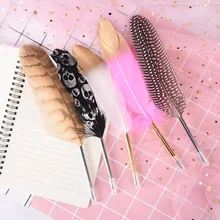 Ink Feather Ballpoint Pen Offie School Student Writing Fountain Quill Pen Supplies Gift