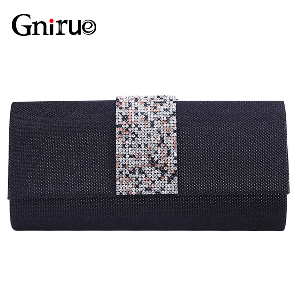 

New Ladies Diamonds Evening Bag Black Women Chain Shoulder Bags Envelope Day Clutch Bag Elegant Crystal Floral Handbags