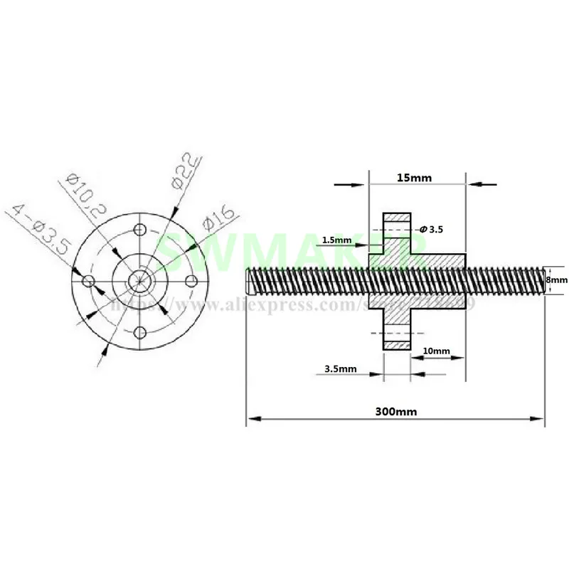 2 шт. свинцовый винт для 3D принтера диаметр 8 мм длина 300 мм|for 3d printer|screw leadtr8 screw |