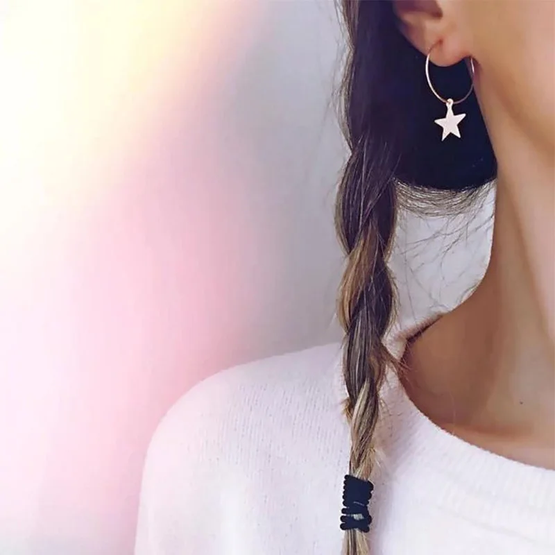 

Endless Circle Geometry Star Triangle Small Hoop Earrings New Fashion Silver Color Simple Earring For Women Men Jewelry